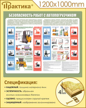 С38 Стенд безопасность работ с электропогрузчиком (1200х1000 мм, пластик ПВХ 3 мм, алюминиевый багет золотого цвета) - Стенды - Тематические стенды - Магазин охраны труда ИЗО Стиль