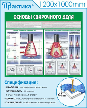 C35 Стенд основы сварочного дела (1200х1000 мм, пластик ПВХ 3 мм, Прямая печать на пластик) - Стенды - Тематические стенды - Магазин охраны труда ИЗО Стиль