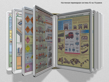 Настенная перекидная система а3 на 10 рамок (белая) - Перекидные системы для плакатов, карманы и рамки - Настенные перекидные системы - Магазин охраны труда ИЗО Стиль